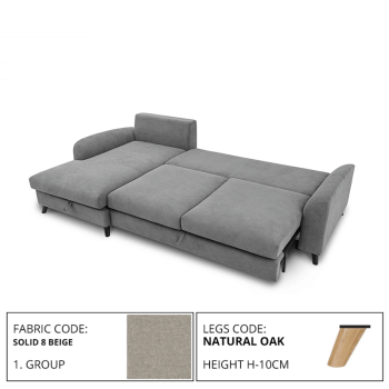 Sofa MERLIN SLEEPING (Left corner, extendable) (SOLID 8 BEIGE)